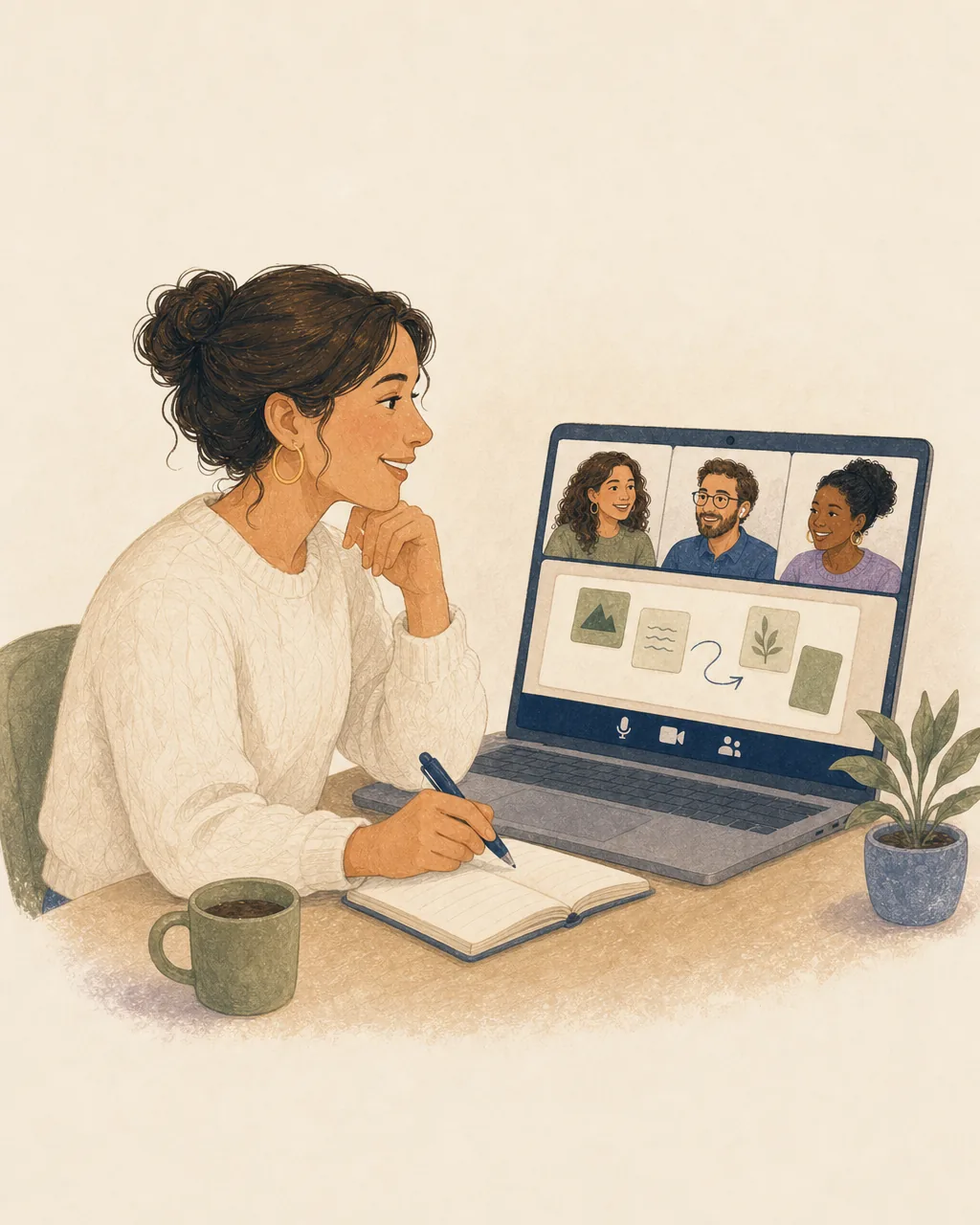 Visual coaches learning through paired practice, group sessions and online collaboration.